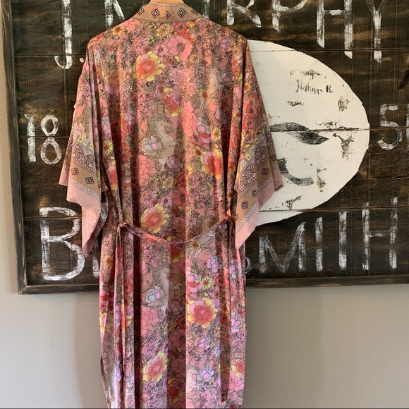 New Boho Floral Kimono Blue Maxi Duster Jacket - Picture 11 of 13